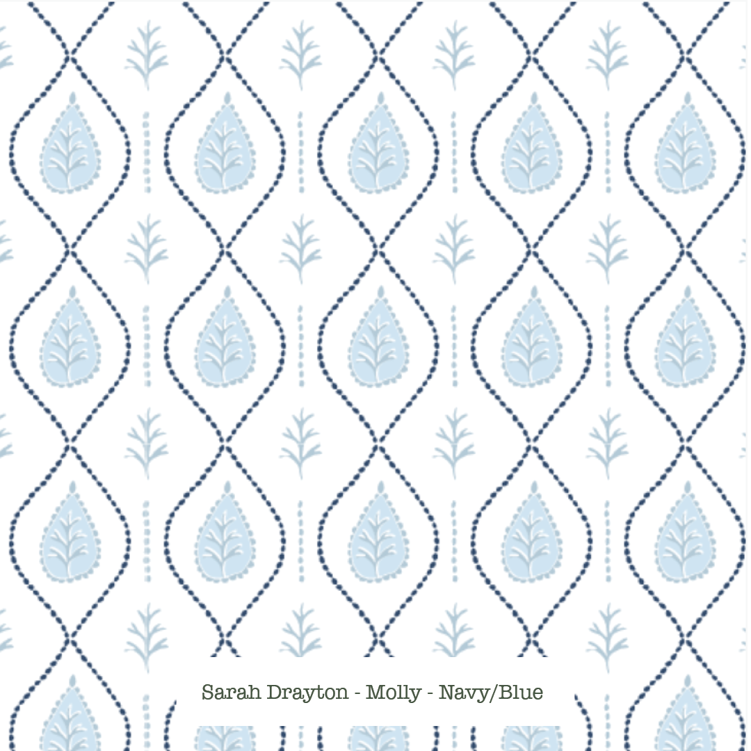 Sarah Drayton Textiles Molly - Navy/ Blue,  Birch and Ballota Custom Lampshade